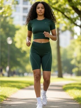 Gymshark Women's High-Waisted Dark Green Bike Shorts